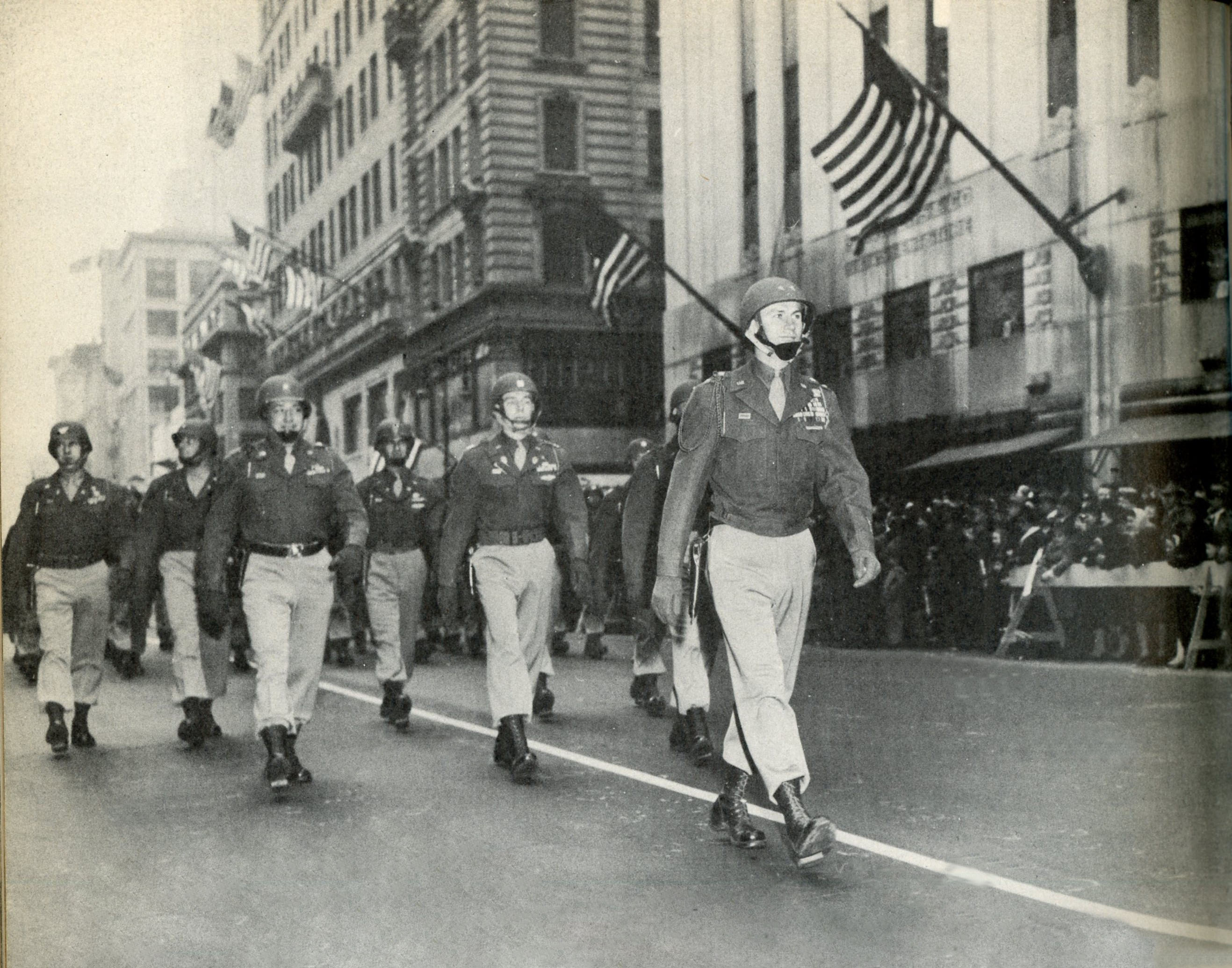 General Gavin leads the 1946 Victory Parade down 5th Avenue in NYC.